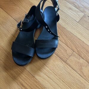 Aldo Black Sandals with Ankle Strap and Flat Sole